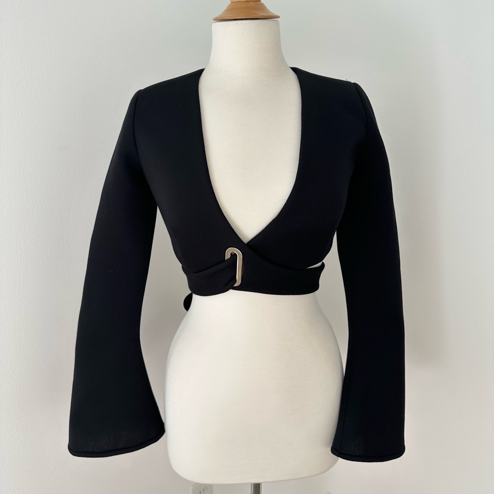 Beaufille Bolero Wrap Around Crop Long Sleeve Top Black Size 0 (NWOT)